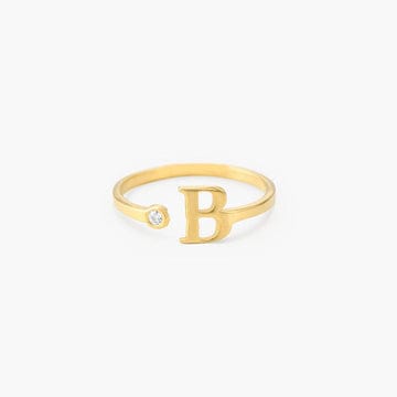 INITIAL TINY RING GOLD PLATED